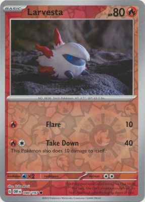 Larvesta - 040/197 - Common Reverse Holo Scarlet &amp; Violet: Obsidian Flames Reverse Holo Singles