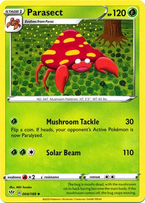 Parasect - 004/189 - Uncommon Sword &amp; Shield: Darkness Ablaze Singles