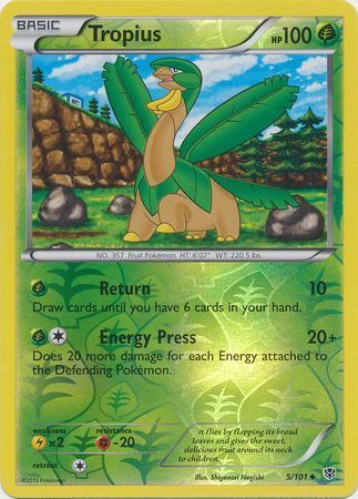 Tropius - 5/101 - Uncommon Reverse Holo Black &amp; White 10: Plasma Blast Reverse Holo Singles