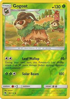 Gogoat - 36/214 - Uncommon Reverse Holo Sun &amp; Moon: Lost Thunder Reverse Holo Singles