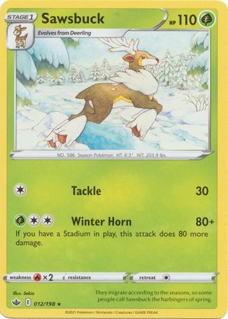 SJ Sawsbuck - 012/198 - Rare Sword &amp; Shield: Chilling Reign Singles