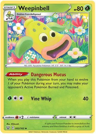Weepinbell - 002/163 - Uncommon Sword &amp; Shield: Battle Styles Singles