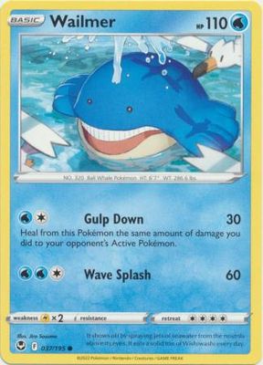 Wailmer - 037/195 - Common Sword &amp; Shield: Silver Tempest Singles