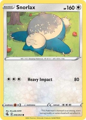 Snorlax - 206/264 - common Sword &amp; Shield: Fusion Strike Singles