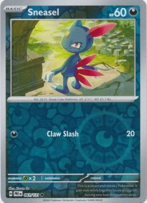 Sneasel - 061/131 - Common Reverse Holo Scarlet &amp; Violet: Prismatic Evolutions Reverse Holo Singles