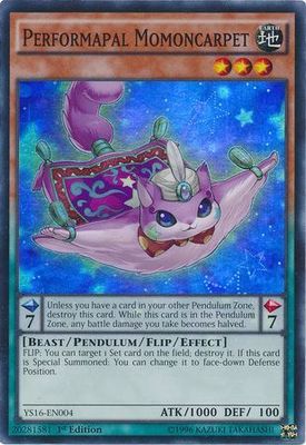 Performapal Momoncarpet - YS16-EN004 - Super Rare 1st Edition Starter Deck Yuya 1st Edition Singles