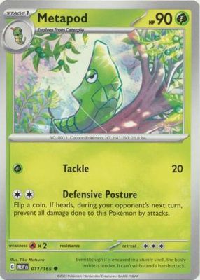 Metapod - 011/165 - Common Scarlet &amp; Violet 151 Singles