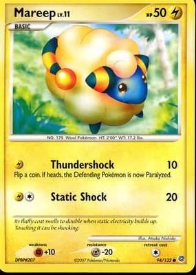 Mareep - 94/132 - Common Diamond &amp; Pearl: Secret Wonders Singles