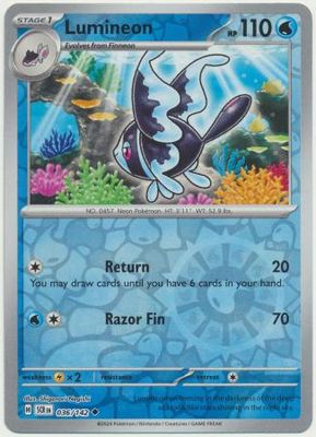 Lumineon - 036/142 - Uncommon Reverse Holo Scarlet &amp; Violet: Stellar Crown Reverse Singles