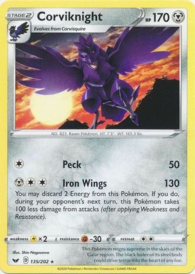 Corviknight - 135/202 - Rare Sword &amp; Shield (Base Set) Singles