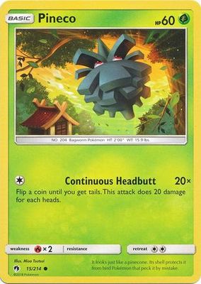 Pineco - 15/214 - Common Sun &amp; Moon: Lost Thunder Singles (Español)
