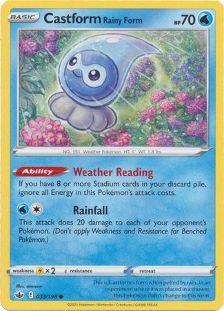 Castform Rainy Form - 033/198 - Common Sword &amp; Shield: Chilling Reign Singles