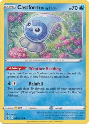 Castform Rainy Form - 033/198 - Common Sword &amp; Shield: Chilling Reign Singles