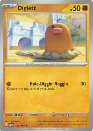 Diglett - 103/197 - Common Scarlet &amp; Violet: Obsidian Flames Singles