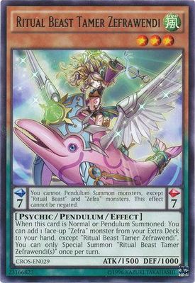 Ritual Beast Tamer Zefrawendi - CROS-EN029 - Rare Unlimited Crossed Souls Unlimited Singles