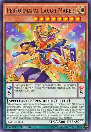Performapal Laugh Maker - RATE-EN004 - Rare 1st Edition Raging Tempest 1st Edition Singles (espanol)