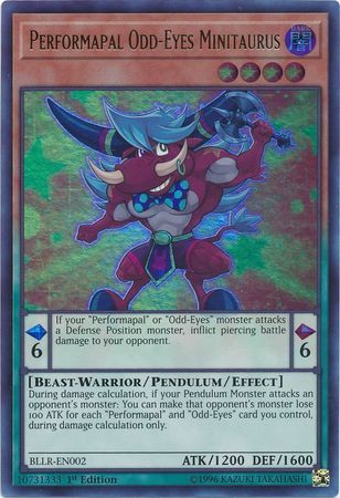 Performapal Odd-Eyes Minitaurus - BLLR-EN002 - Ultra Rare 1st Edition Battles of Legend: Light&#39;s Revenge Singles