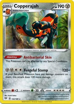 Copperajah - 132/189 - Holo Rare Sword &amp; Shield: Darkness Ablaze Singles (Español)