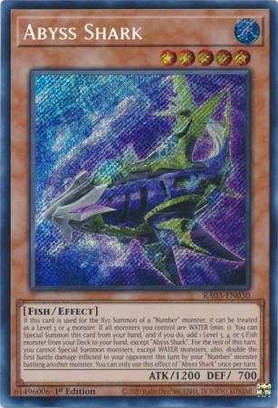 Abyss Shark - RA03-EN030 - Secret Rare 1st Edition Quarter Century Bonanza 1st Edition Singles