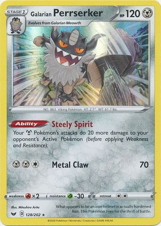 Galarian Perrserker - 128/202 - Holo Rare Sword &amp; Shield (Base Set) Singles (Español)