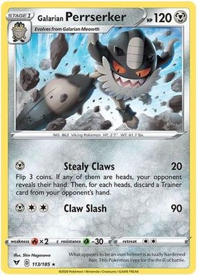 Galarian Perrserker - 113/185 - Rare Sword &amp; Shield: Vivid Voltage Singles