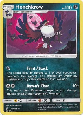Honchkrow - 79/145 - Rare Sun &amp; Moon: Guardians Rising Singles