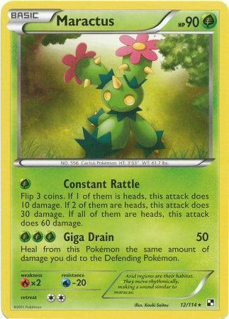 Maractus - 12/114 - Rare Black &amp; White 1: (Base Set) Singles