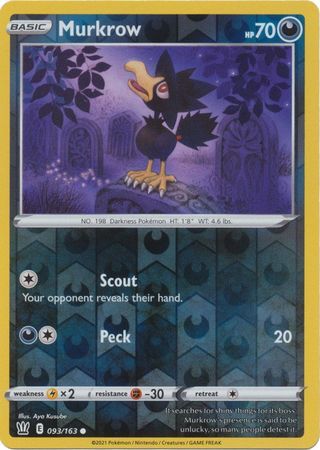 Murkrow - 093/163 - Common Reverse Holo Sword &amp; Shield: Battle Styles Reverse Holo Singles (Español)