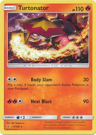 Turtonator - 17/145 - Rare Sun &amp; Moon: Guardians Rising Singles