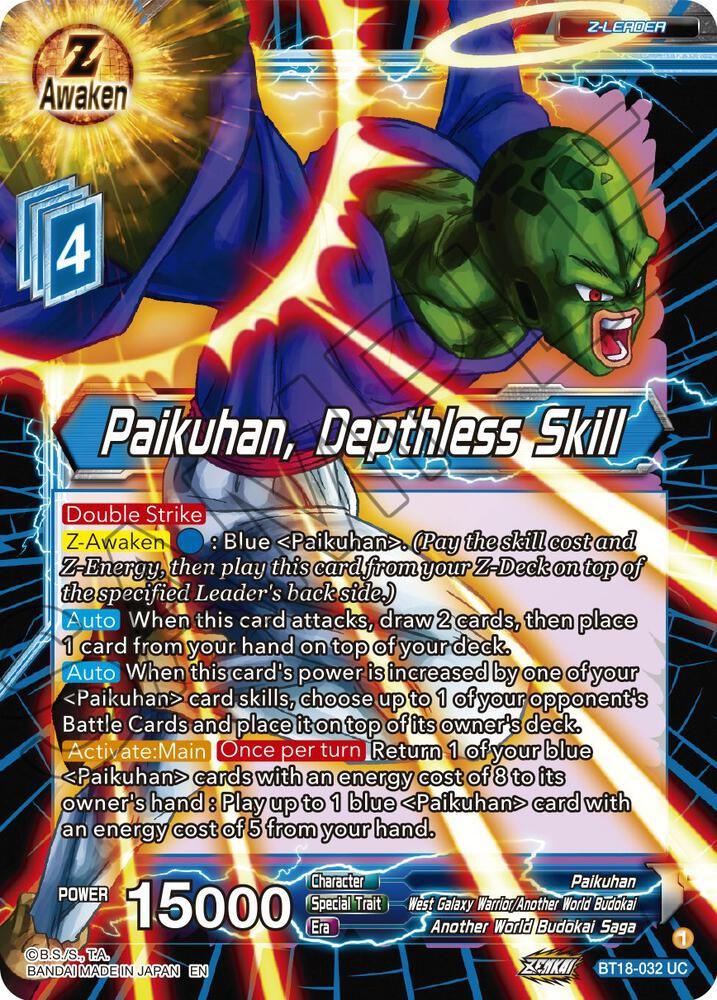 Paikuhan, Depthless Skill - Dawn of the Z-Legends (DBS-B18) Dawn of the Z-Legends FOIL
