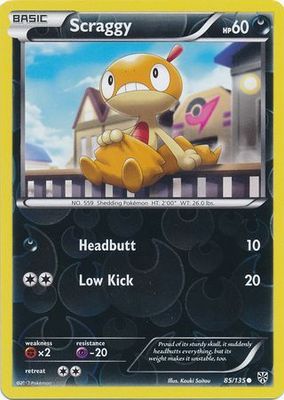 Scraggy - 85/135 - Common Reverse Holo Black &amp; White 8: Plasma Storm Reverse Holo Singles