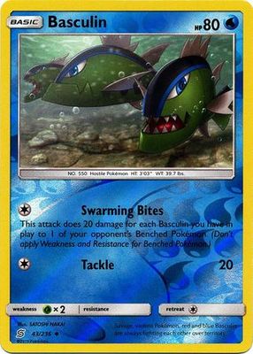 Basculin - 43/236 - Uncommon Reverse Holo Sun &amp; Moon: Unified Minds Reverse Holo Singles