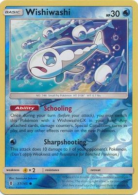 Wishiwashi - 37/145 - Common Reverse Holo Sun &amp; Moon: Guardians Rising Reverse Holo Singles