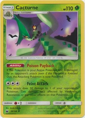 Cacturne - 20/168 - Uncommon Reverse Holo Sun &amp; Moon: Celestial Storm Reverse Holo Singles