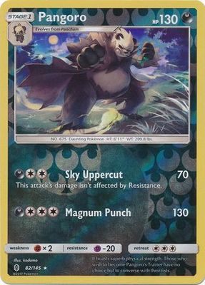 Pangoro - 82/145 - Rare Reverse Holo Sun &amp; Moon: Guardians Rising Reverse Holo Singles