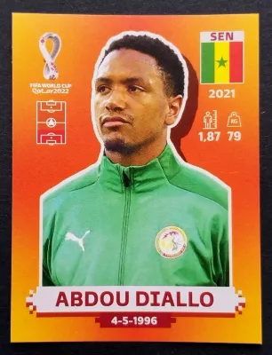 2022 FIFA WC Qatar PANINI Pegatina #044 SEN 6 ABDOU DIALLO Edición Brasil