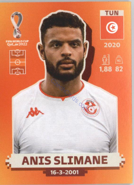 Anis Slimane 2022 Panini WC Qatar Sticker #TUN 16 - Tunisia, Tunis