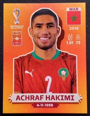 ACHRAF HAKIMI  MAR 5 /2022 FIFA WC Qatar PANINI Pegatina #423