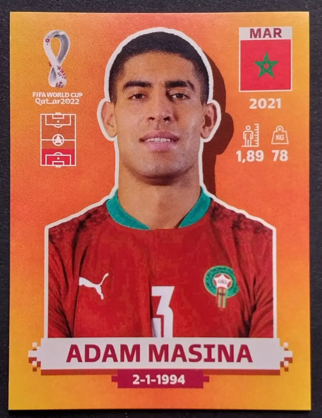 ADAM MASINA MAR 6/ 2022 FIFA WC Qatar PANINI