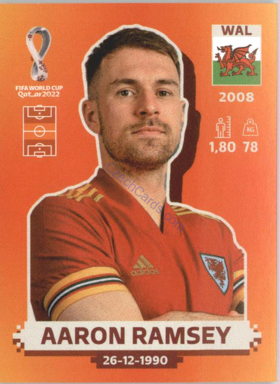 Aaron Ramsey 2022 Panini WC Qatar Sticker #WAL 13 Wales