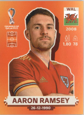 Aaron Ramsey 2022 Panini WC Qatar Sticker #WAL 13 Wales