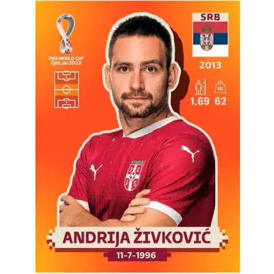 Andrija Živković Srb 15 - Panini Qatar Copa Mundial 2022