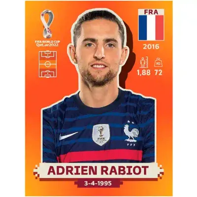 Adrien Rabiot Fra 12  Panini Qatar Copa Mundial 2022