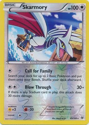 Skarmory - 69/108 - Rare Reverse Holo XY: Roaring Skies Reverse Holo Singles