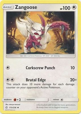 Zangoose - 173/236 - Uncommon Sun &amp; Moon: Cosmic Eclipse Singles (Español)