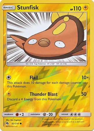 Stunfisk - 83/214 - Common Reverse Holo Sun &amp; Moon: Lost Thunder Reverse Holo Singles
