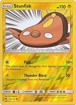 Stunfisk - 83/214 - Common Reverse Holo Sun &amp; Moon: Lost Thunder Reverse Holo Singles