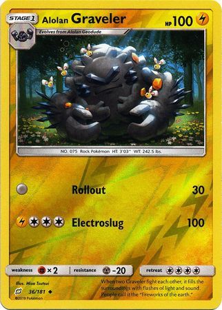 Alolan Graveler - 36/181 - Uncommon Reverse Holo Sun &amp; Moon: Team Up Reverse Holo Singles (Español)