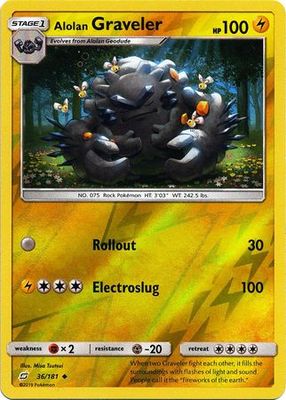 Alolan Graveler - 36/181 - Uncommon Reverse Holo Sun &amp; Moon: Team Up Reverse Holo Singles (Español)