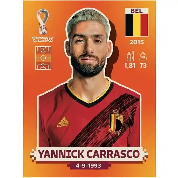 Yannick Carrasco Bel 9-  Pegatina Panini Qatar Copa Mundial 2022